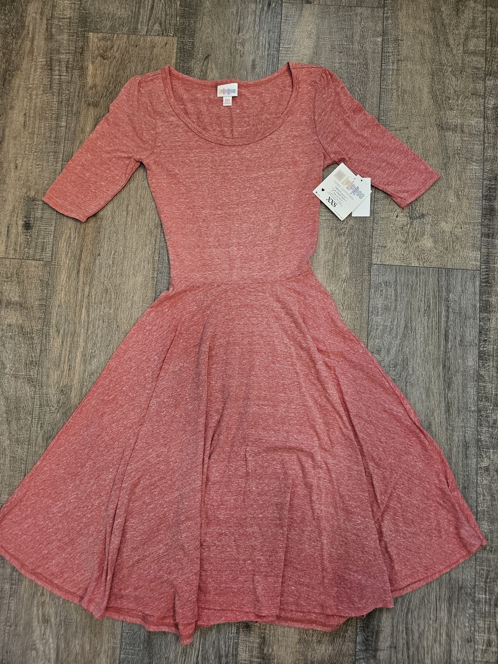 LuLaRoe Heathered Coral Red Fit & Flare Midi Dress